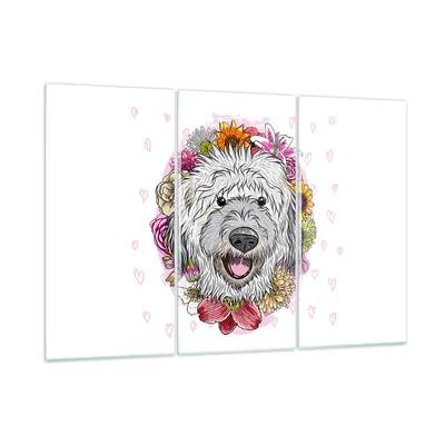 Produktbild von Bilder auf glas - Hund Blumen Kinder exotische - 105x70cm - Glasbilder - Wandbilder - Kunstdruck - zum Aufhängen bereit - Wanddekoration aus Glas - Glas Bilder - Wandbild auf Glas - GCE105x70-3146