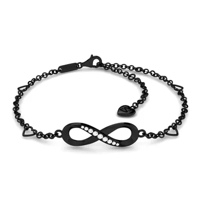 Zdjęcie produktu dla SERASAR | Srebrna bransoletka [Infinity] z czarnym srebrem | Kolor: Czarny | Długość: 28cm