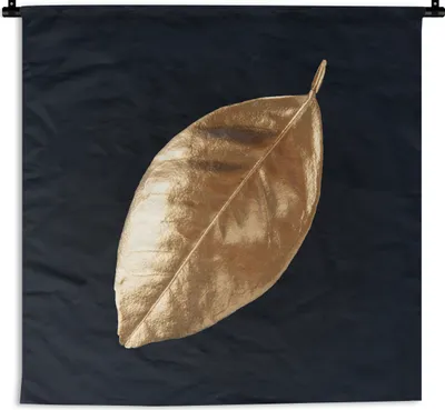 Produktbild von MuchoWow® Wandteppich Wandbehang Blätter - Schwarz und Gold - Luxus - Natur - Pflanzen 150x150 cm Tapisserie Dekoration Wandtuch - Wohnaccessoires - Modernes