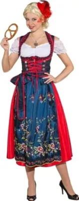 Produktbild von O9505-52 rot-blau Damen Trachten Kostüm Dirndl lang Gr.52