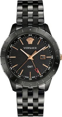 Produktbild von Versace VEBK00618 Univers GMT schwarz Edelstahl Armband Uhr Herren NEU