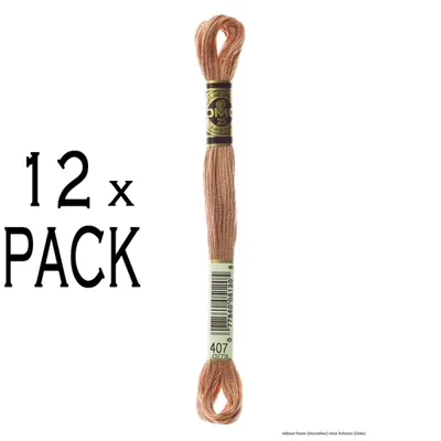 Image de 12 pelotes de fil à broder DMC Mouline Special 117MC - 407, 6 brins, 8 mètres