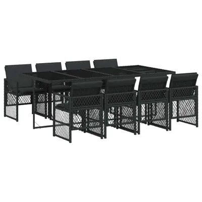 Produktbild von vidaXL 9-tlg. Garten-Essgruppe mit Kissen Schwarz Poly Rattan