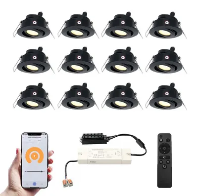 Image de HOFTRONIC - Spot LED encastrable extérieur 12V 3W 2700K IP44 Noir