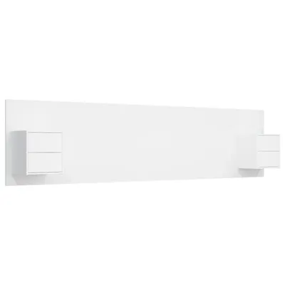 Image de Tête de lit avec armoires Blanc Bois d'ingénierie