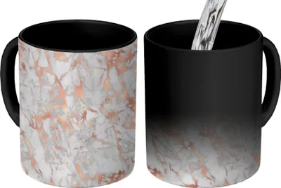 Produktbild von MuchoWow® Zauber Tasse Zaubertasse Magic Marmor - Roségold - Luxus - Muster 350 ml Farbwechsel Becher Geschenk Geschenkidee - Magic-Tasse - Fototasse - Keramiktassen - Bilder - Tasse Kaffee - Getränkb