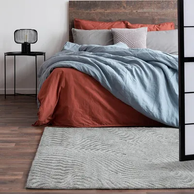 Produktbild von Teppich Wohnzimmer - 160x230 cm - Grau - Geometrisches Muster - Allergikerfreundlich - Leicht zu Reinigen - Waschbar - Weicher Teppich