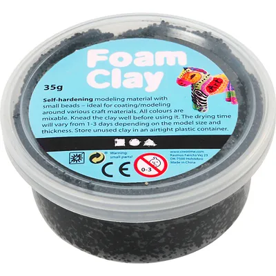 Produktbild von Creativ Company Foam Clay, Modellierton, Schwarz, Kind, Kunststoff-Topf, Junge/Mädchen, 35 g