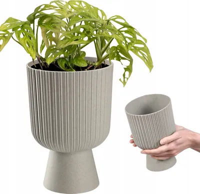 Image de KADAX Pot de fleurs en forme de calice "Golem Eco", en plastique, pot de fleurs, jardinière, 14 cm, Gris