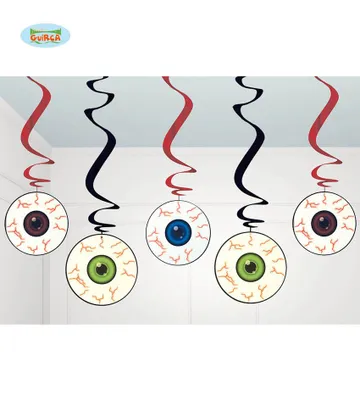 Produktbild von 5er SET Hängedeko Motiv : Auge HORROR HALLOWEEN DEKO PARTY