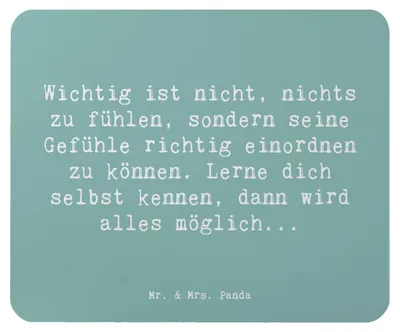 Produktbild von Mr. & Mrs. Panda Mousepad Spruch Emotionen ausdrücken Weisheit - Meeresbrise - Geschenk, Zuversicht, kreative Geschenke, emotionale, Hoffnung, Gefühle zeigen, mausteppich