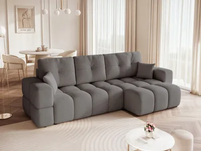 Produktbild von Idohome Polsterecksofa BUENO XL mit Schlaffunktion und Bettkasten – Modernes Ecksofa mit Stauraum Sofa rechts/links montierbar Graphit Bouclé Centaur 15