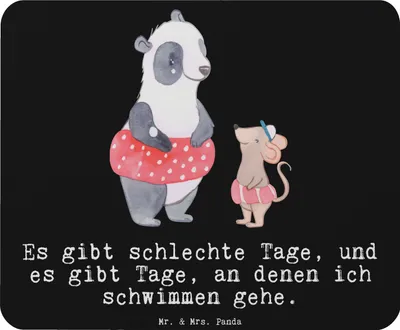 Produktbild von Mr. & Mrs. Panda Mauspad Otter Schwimmen - Schwarz - Geschenk, laptop mousepad, Mouse Pad, mousematte, Schwimmkurs, pc mausunterlage, Wassersport