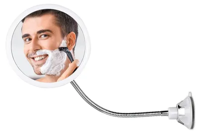 Produktbild von Rasierspiegel Duschspiegel Badezimmerspiegel - Ø 17 cm - Beschlagfrei - Schwanenhals 360° drehbar