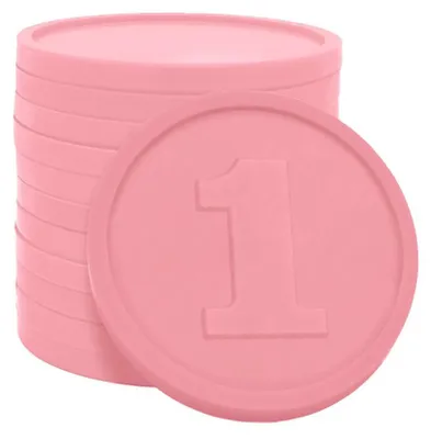 Image de Jetons pour buvette chiffre 1 en rose bébé CombiCraft- diamètre de 29 mm - 1000 pièces