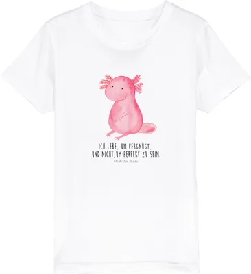 Produktbild von Mr. & Mrs. Panda Kleinkinder T-Shirt Axolotl Niedlich 3-4 Jahre (98/104) - Weiß - Geschenk, für Kinder, Kurzarm, Freundin, Organic, Axolot, Liebe, Teenager, Fröhlich