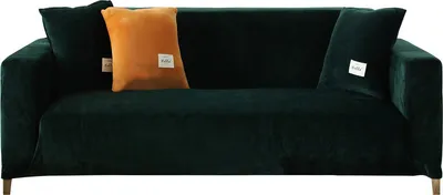 Produktbild von (1-Sitzer, Dunkelgrün) Dicke Sofabezüge aus Samt, 1, 2, 3, 4-Sitzer, hochelastischer, rutschfester Sofabezug, Möbelschutz, Plüsch-Sofa-Schonbezüge mit 1 Kissenbezug für Wohnzimmer, Hunde, Katzen, Haustiere