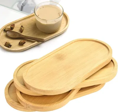 Image de Bamboo Set de plateaux de service - polyvalent et durable - 4 pièces - bambou naturel