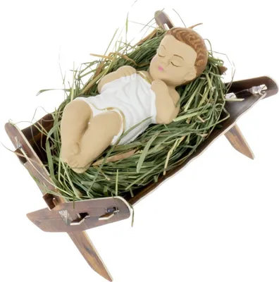 Immagine prodotto di Gesù Bambino nella mangiatoia 12 cm - Statua per presepe natalizio