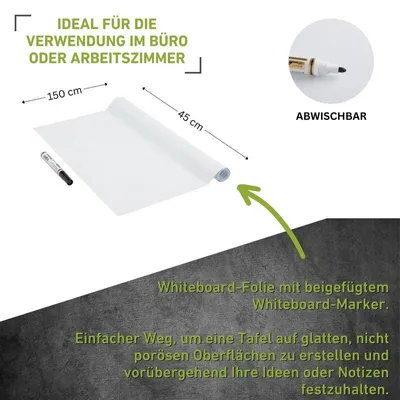 Produktbild von Whiteboard Folie inkl. 1 Stift - 45x150cm
