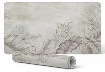 Produktbild von Anti-Rutsch-Schreibtischunterlage mit Pastellblattmuster fürs Büro, 120 x 60 cm