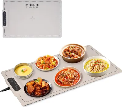 Produktbild von Faltbare Silikon-Warmhalteplatte – 38x60cm groß + multifunktional, Speisen am Esstisch erwärmen