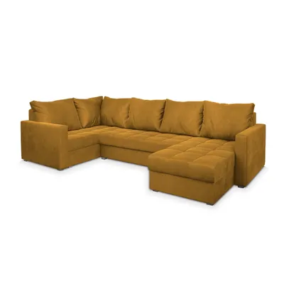 Produktbild von Masseno Ecksofa LORIVO L-S mit Schlaffunktion U-Form, Sofa mit Bettkasten, Wohnzimmersofa, Couch, Soffa, Bettsofa, Couchgarnitur- Gelb, KRONOS 01