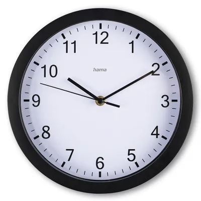 Produktbild von Hama Elba, Wand, Quarzuhr, Rund, Schwarz, Weiß, Kunststoff, Glas