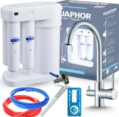 Obrázek produktu pro 3cestná kuchyňská baterie Ari Linko s přípojkou pro filtr vody, otočnou výtokovou trubicí 360°, keramickou kartuší, chrom