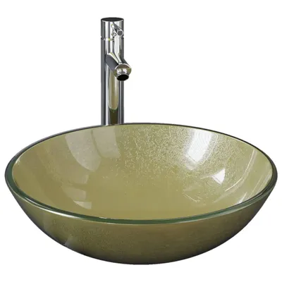 Produktbild von vidaXL Badezimmer Waschbecken mit Wasserhahn und Ablaufgarnitur Gold