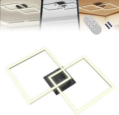 Image de FIVMEN LED Plafonnier Carré 60W Dimmable 2800-6500K Moderne Double Carré Plafonnier Salon Lampe Chambre Cuisine Couloir IP44 Aluminium Acrylique
