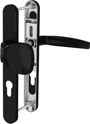 Produktbild von Schmalrahmengarnitur 8-72mm Schwarz RAL9005 Langschildgarnitur PZ Lochung Wechselgarnitur Knopf/Drücker 55-70mm nein
