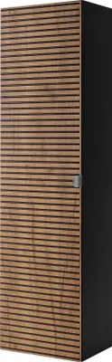 Produktbild von BADEZIMMERSCHRANK, Mattschwarz / Gold Craft Eiche, 35 x 136 x 27 cm, Silberne Griffe
