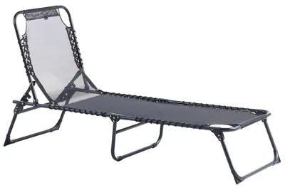 Zdjęcie produktu dla BELIANI Leżak ogrodowy czarny aluminiowa rama tekstylne siedzisko składane 197 x 53 cm regulowane oparcie