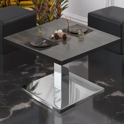 Produktbild von BM | Bistro Loungetisch | B:T:H 80 x 80 x 41 cm | Wenge / Edelstahl | Bistro Tisch Loungetisch
