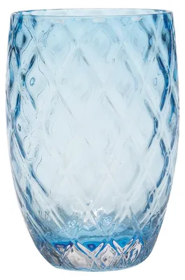 Immagine prodotto di Collezione Losanghe Set 6 Bicchieri Tumbler in Vetro Soffiato a Bocca Colore Acquamarina Design Elegante con Motivo a Rombi Artigianali per Tavola