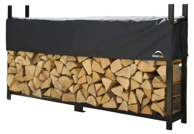 Produktbild von ShelterLogic Stahl Kaminholzregal inkl. Abdeckung Schwarz 36x240x119 cm