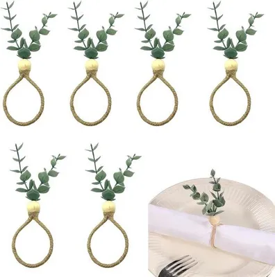 Produktbild von Boheemische Tischschmuck-Set - 6 Stück - Eukalyptusblätter - Holzperlen - Tischdekoration - Party/ Hochzeitsdekoration