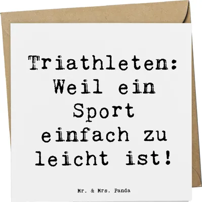 Produktbild von Mr. & Mrs. Panda Glückwunschkarte Spruch Triathlon Helden - Weiß - Geschenk, Wettkampf, Klappkarte, faltkarte, anlasskarte, Training, Teamsport, Grußkarte, Schwimmen
