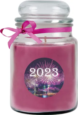 Obrázek produktu pro HS Candle "Novoroční" vonná svíčka ve sklenici na cukroví - na výběr z mnoha motivů, vonná svíčka jako ideální novoroční dekorace