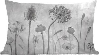 Produktbild von MuchoWow® Zierkissen Sofakissen Wohnzimmer Dekokissen 50x30 cm Stilleben - Schwarz und weiß - Natur - Wohnzimmerdekoration - Polster mit Photo