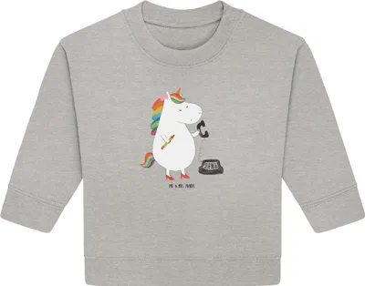 Produktbild von Mr. & Mrs. Panda Organic Baby Pullover Einhorn Sekretärin 24. - 36. Monat - Heather Grey - Geschenk, Steuerbüro, Einhörner, Unicorn, Büro, Bullover