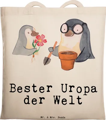 Produktbild von Mr. & Mrs. Panda Schultasche Pinguin Bester Uropa der Welt - Transparent - Geschenk, Opa, Kleinigkeit, Tasche, dokumententasche, Geschenkidee, Geburtstag, Tote Bag, Ur