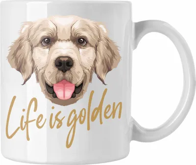 Produktbild von Trendation - Golden Retriever Besitzer Tasse Geschenk Hundebesitzer Life Is Golden Frauchen Herrchen (Weiß)