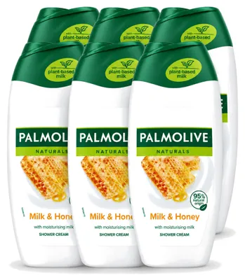 Productafbeelding van 6 x Palmolive Naturals Douchecrème - Honing & Melk - 250 ml - Voordeelverpakking - 6 stuks