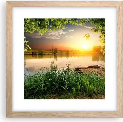 Produktbild von Gerahmtes Poster - Rahmen in heller Eiche - Brücke See - 30x30 cm - Wand Bild - Wanddeko - Wandbilder - Kunstposter - Wandposter - Bilderrahmen - Bilder - Kunstdruck - Wandbild - P2NAC30x30-3914