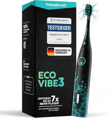 Produktbild von Elektrische Zahnbürste mit 8 Wochen Power Akku – Ultraschall Zahnbürsten Schallzahnbürste Eco Vibe 3+ –  – 100 Tage testen
