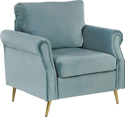 Produktbild von BELIANI Sessel Grün Samtstoff mit Goldenenbeinen/ Armlehnen in Retro-Stil Wohnzimmer Salon Flur Skandinavisch Modern