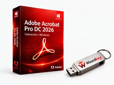 Produktbild von Adobe Acrobat Pro DC 2026 / Vollversion / Windows / Kein Abo + USB-Stick