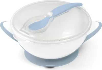 Obrázek produktu pro BabyOno Miska s přísavkou a lžičkou - bílomodrá